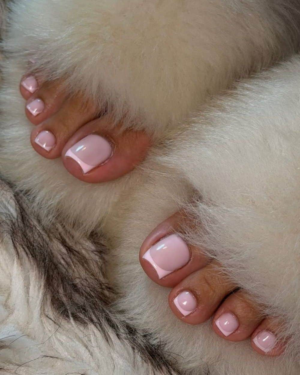 Pale Pink French Tip Pedicure — Toe Nails 2027 for Tan Skin