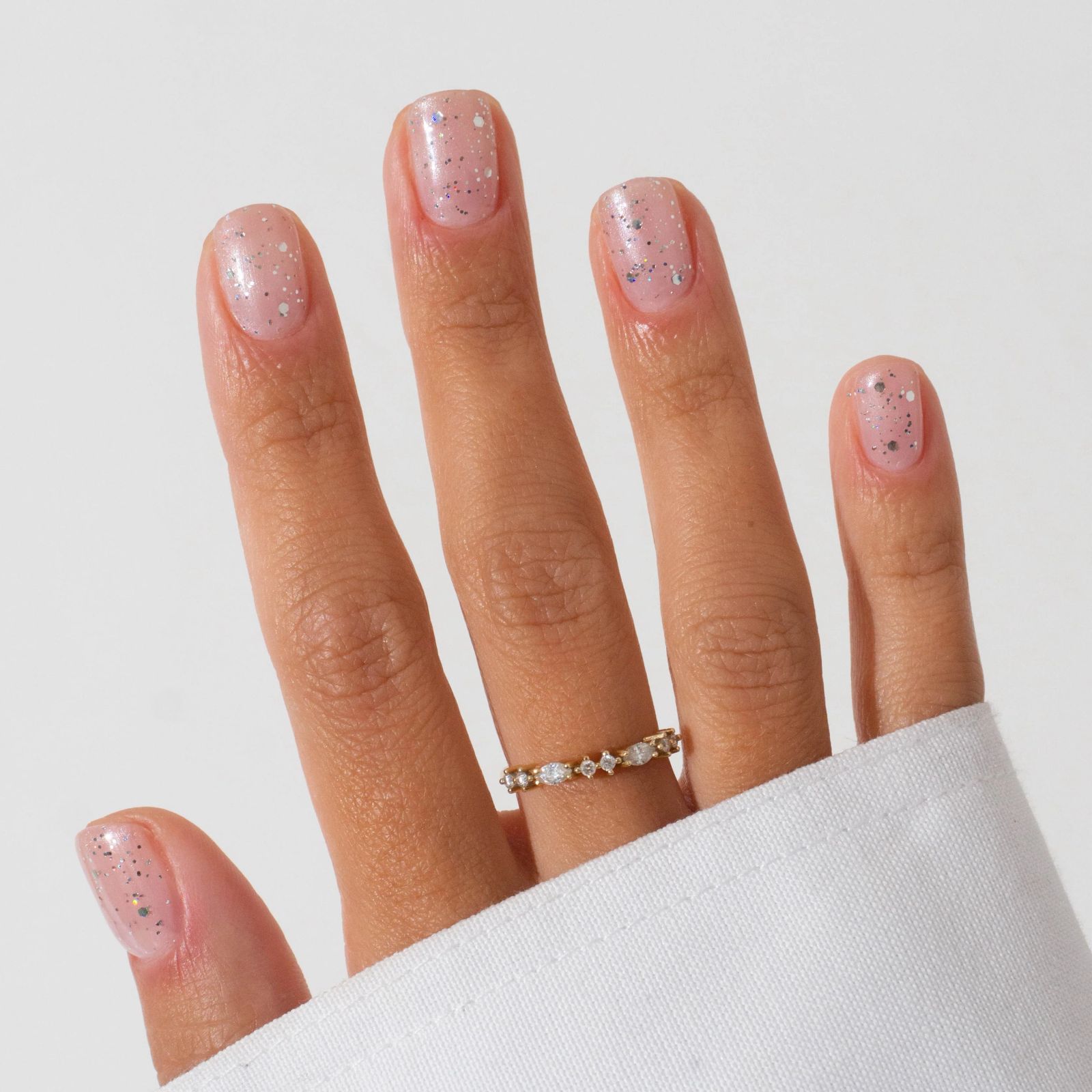 Scattered Glitter Short Square Nails Scattered Glitter Short Square Nails — Simple Gymnastics Nails 2027