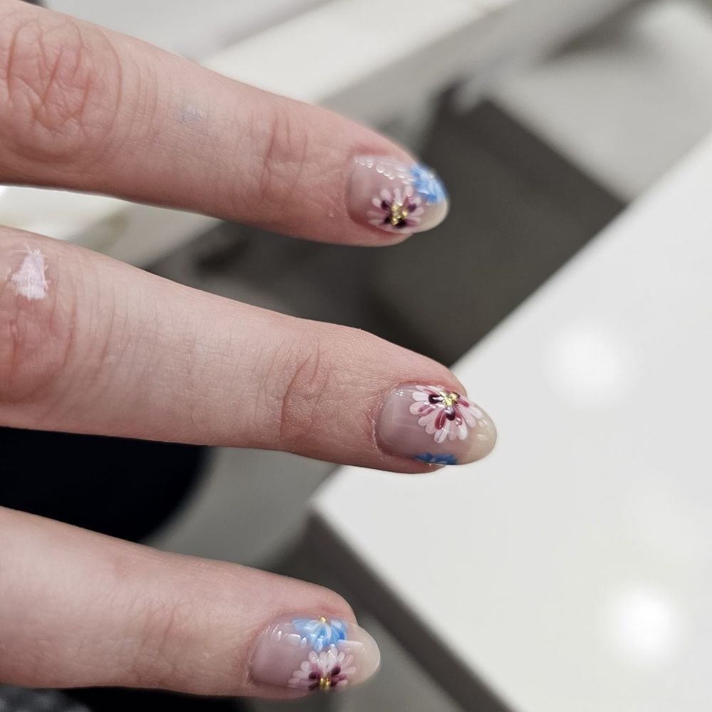 Floral Tip Short Rounded Nails Floral Tip Short Rounded Nails — Simple Gymnastics Nails 2027