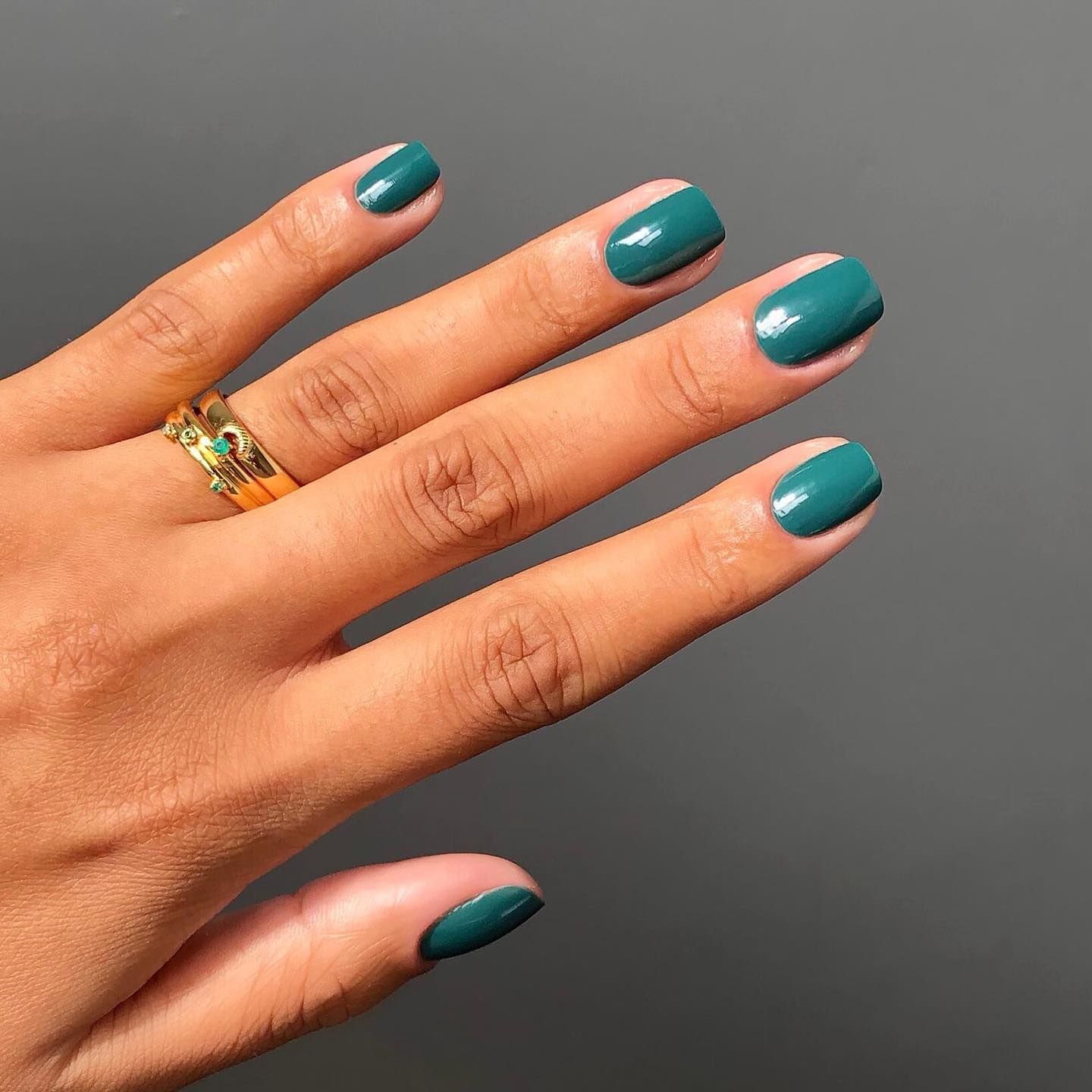 Rich Glossy Deep Teal Short Oval Nails — Teal Nails 2027