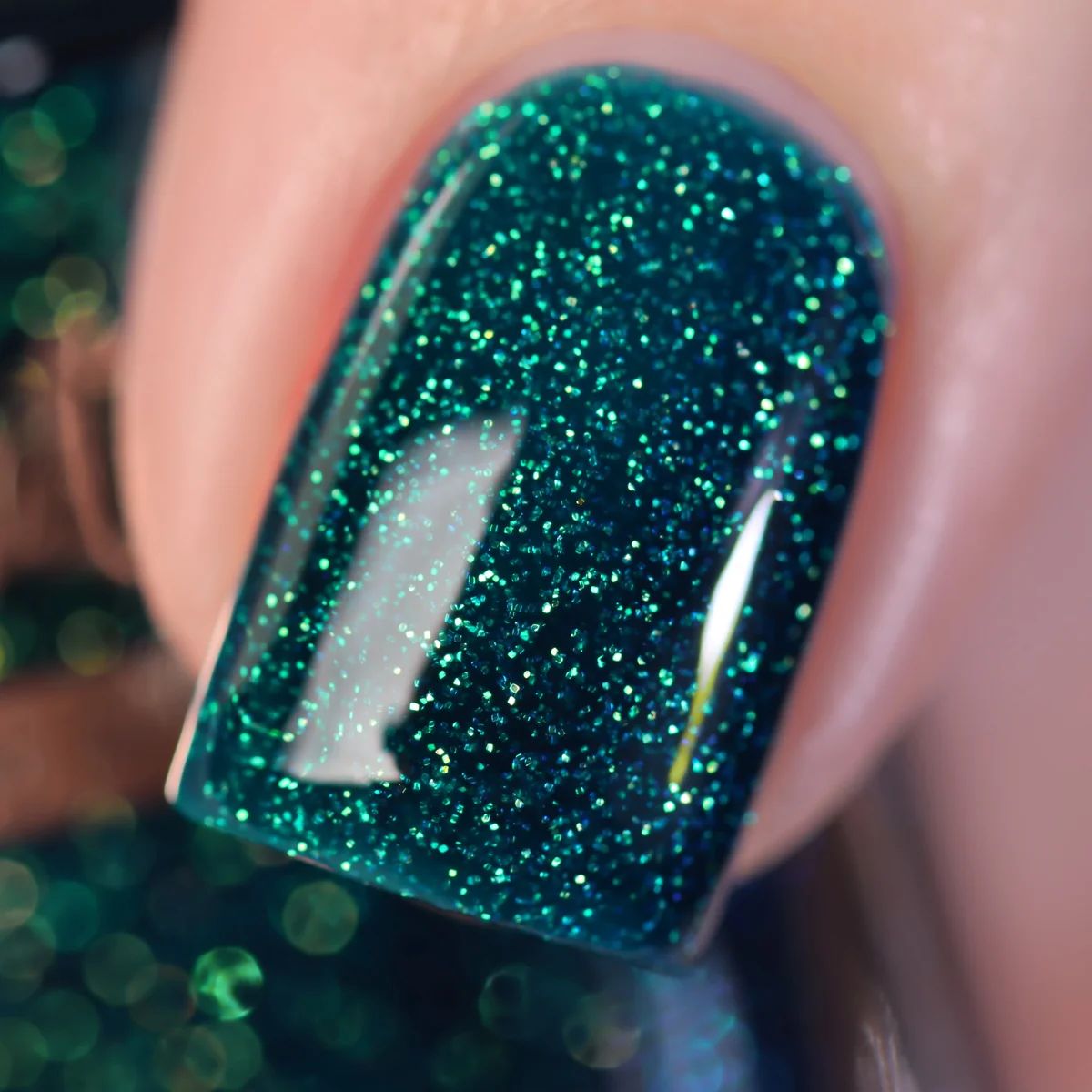 Sparkling Dense Glitter Deep Teal Short Nails — Teal Nails 2027