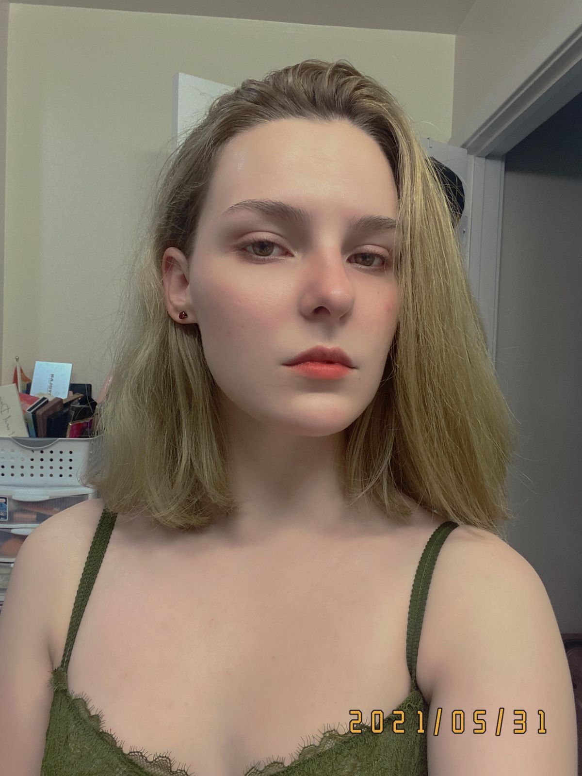 Chin Bob Ash Blonde With Mossy Green — Green and Blonde Hair 2027