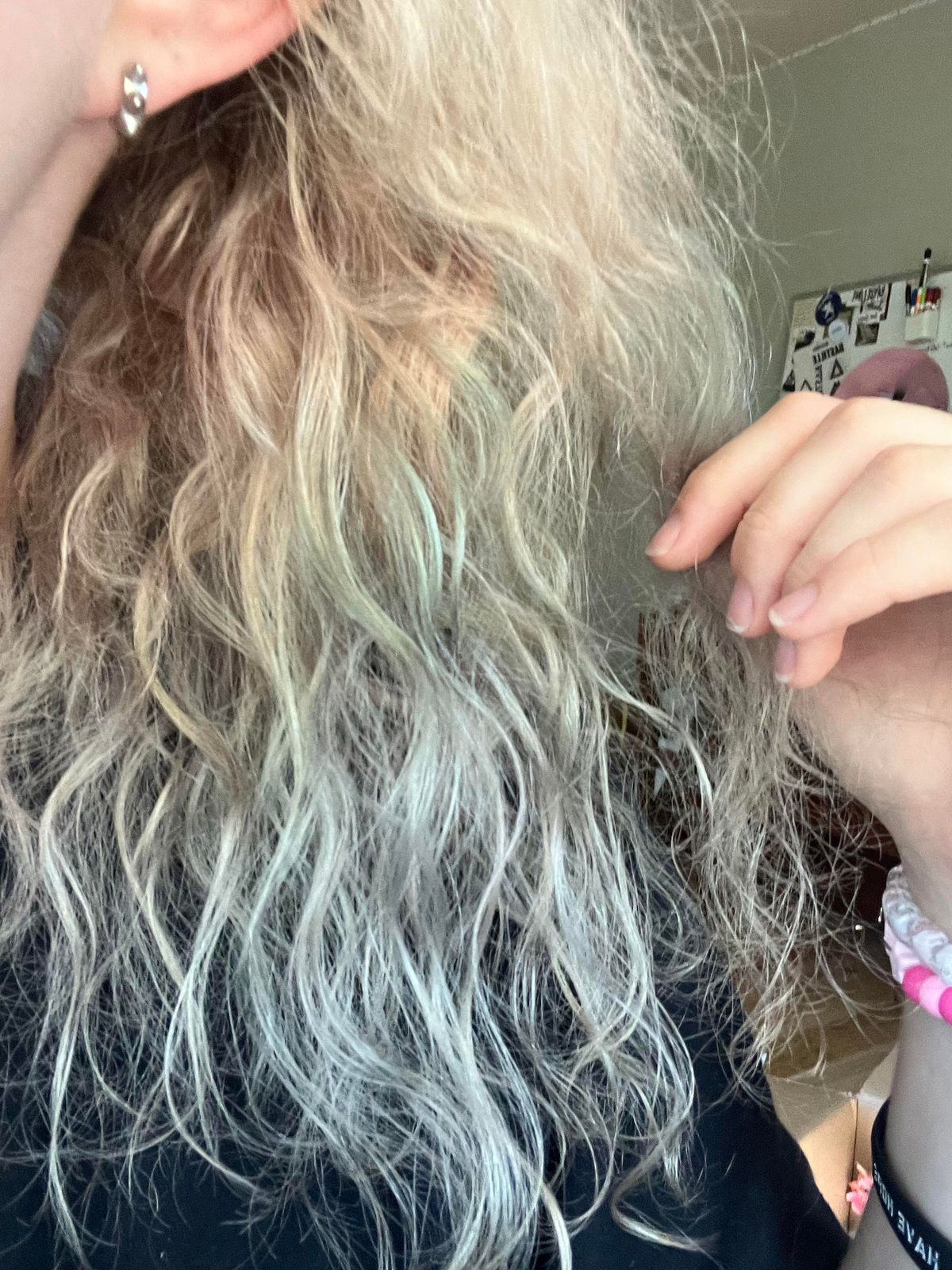 Mid-Back Layers Muted Green Blonde — Green and Blonde Hair 2027