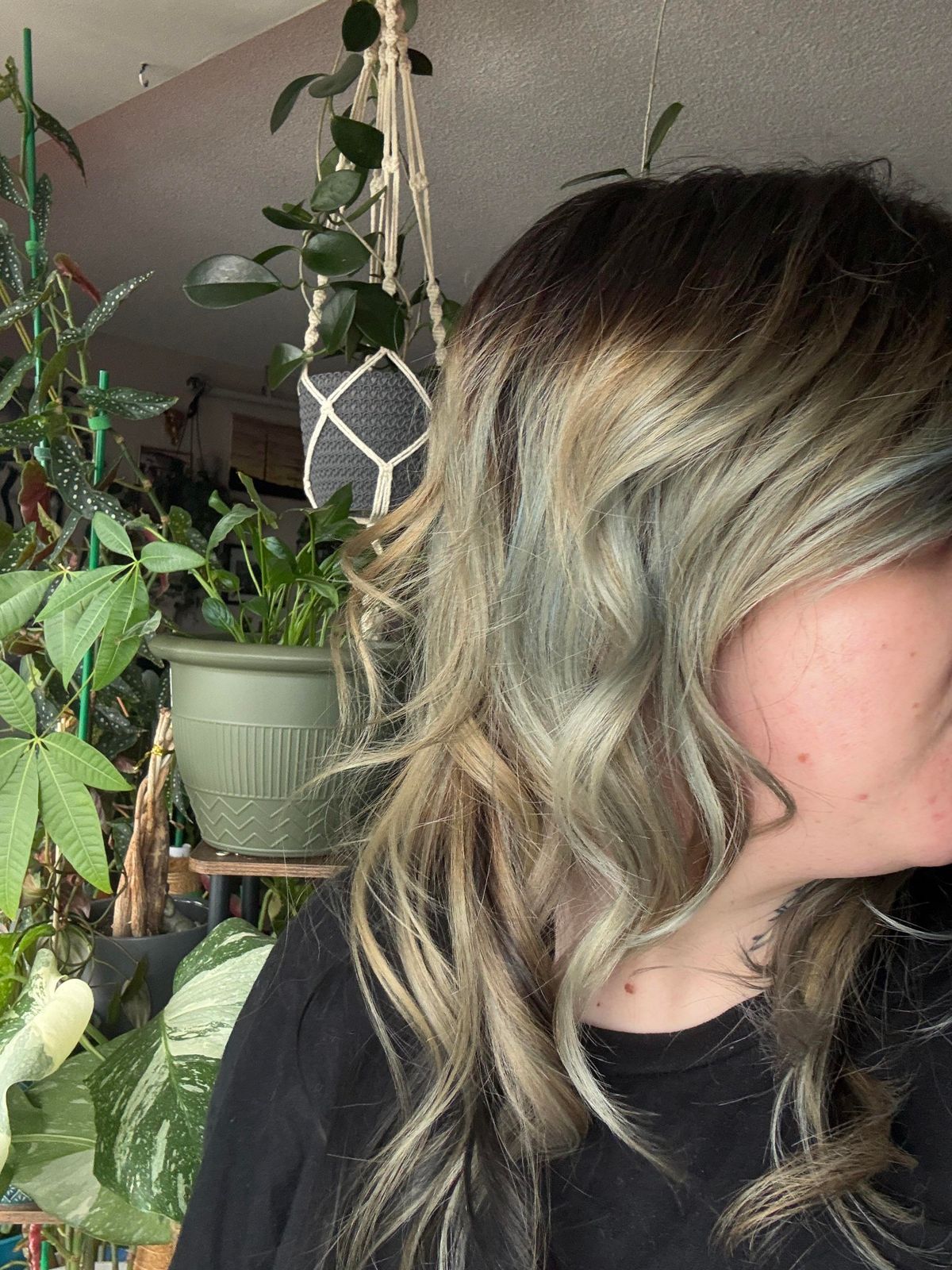 Mid-Back Blonde With Green and Blue-Grey Tones — Green and Blonde Hair 2027