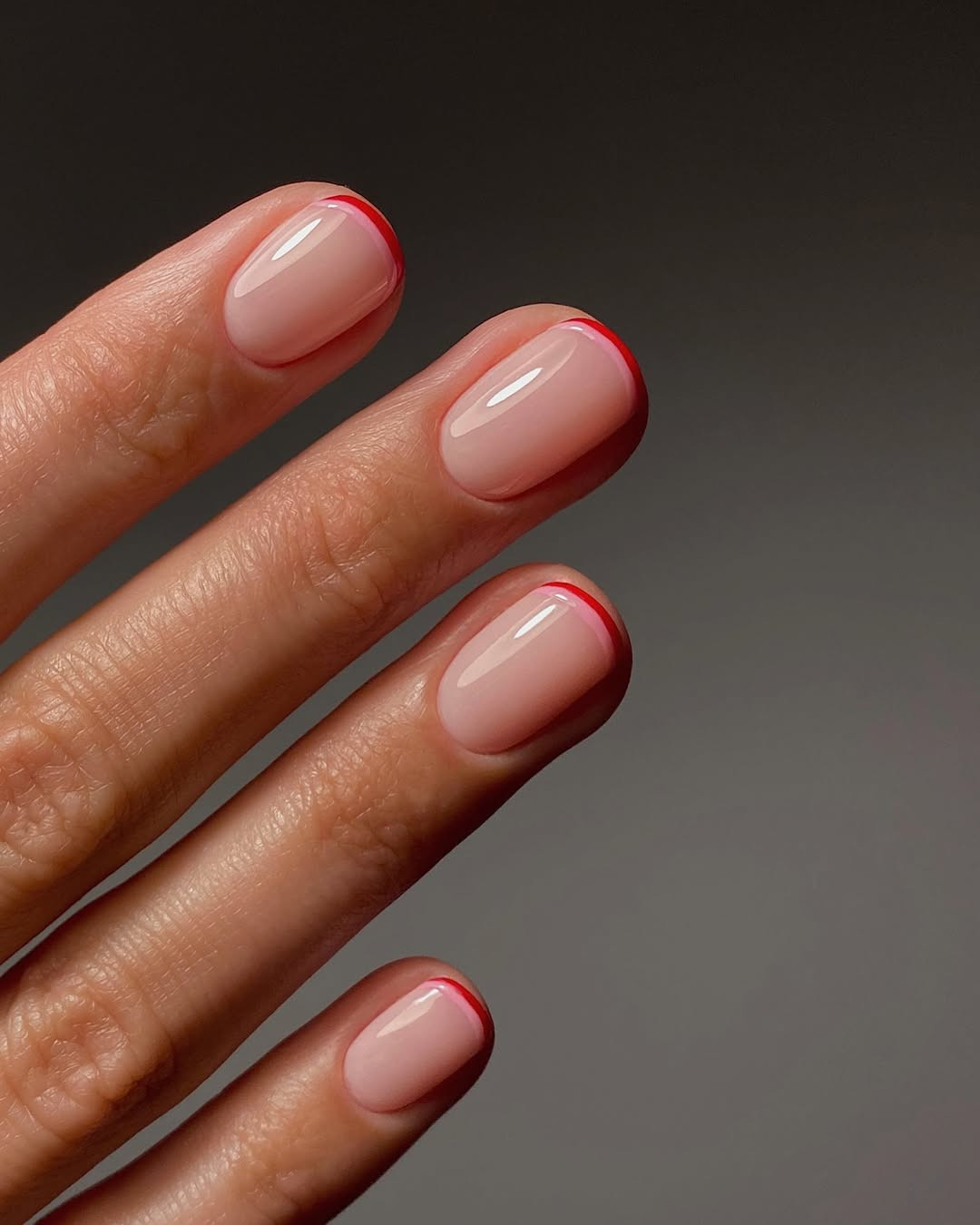 Vibrant Red Micro French on Nude Vibrant Red Micro French on Nude — Colored Micro French Nails 2027