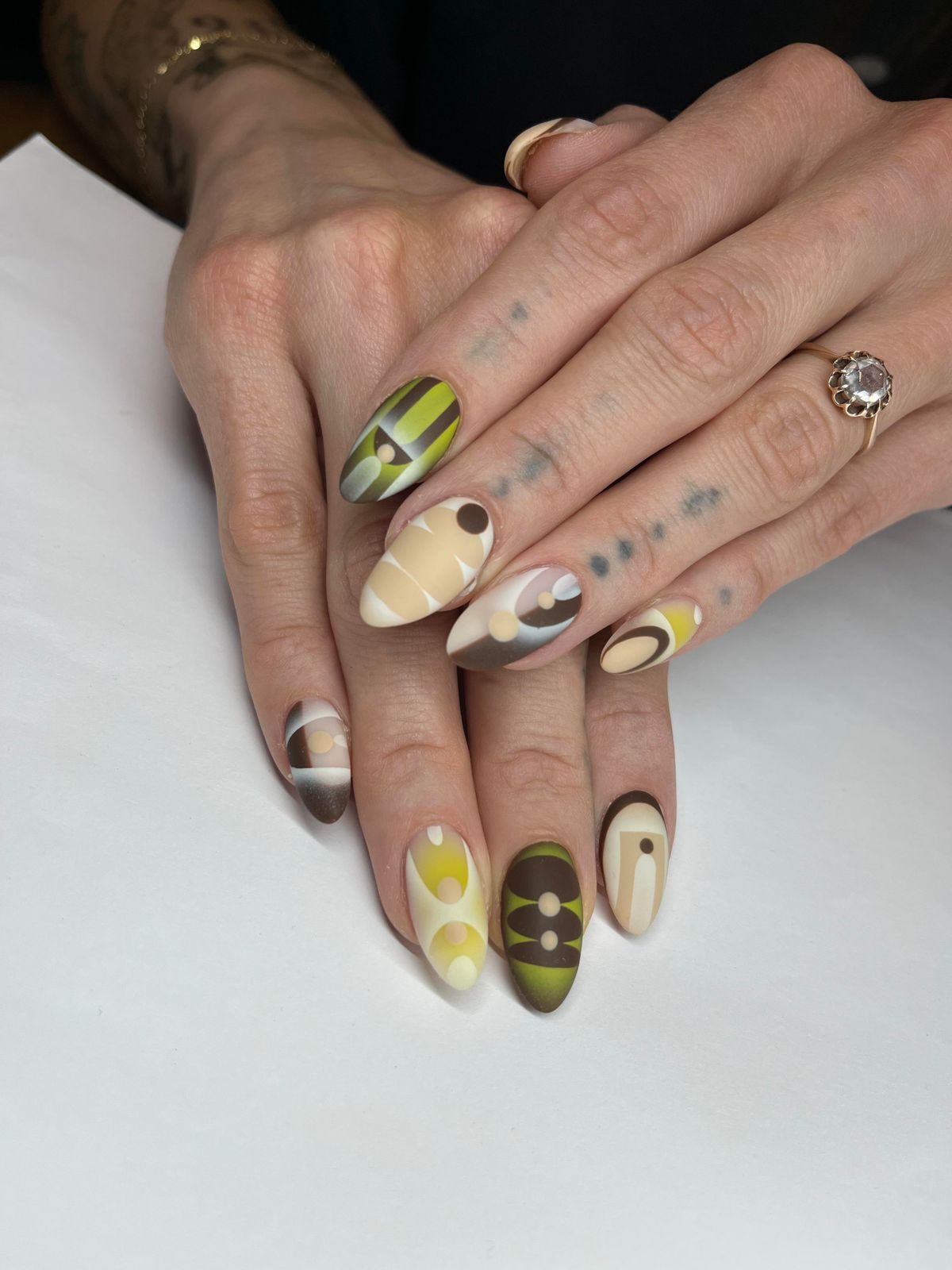 Earthy Olive Beige Brown Geometric Earthy Olive Beige Brown Geometric — Airbrush Nails 2027