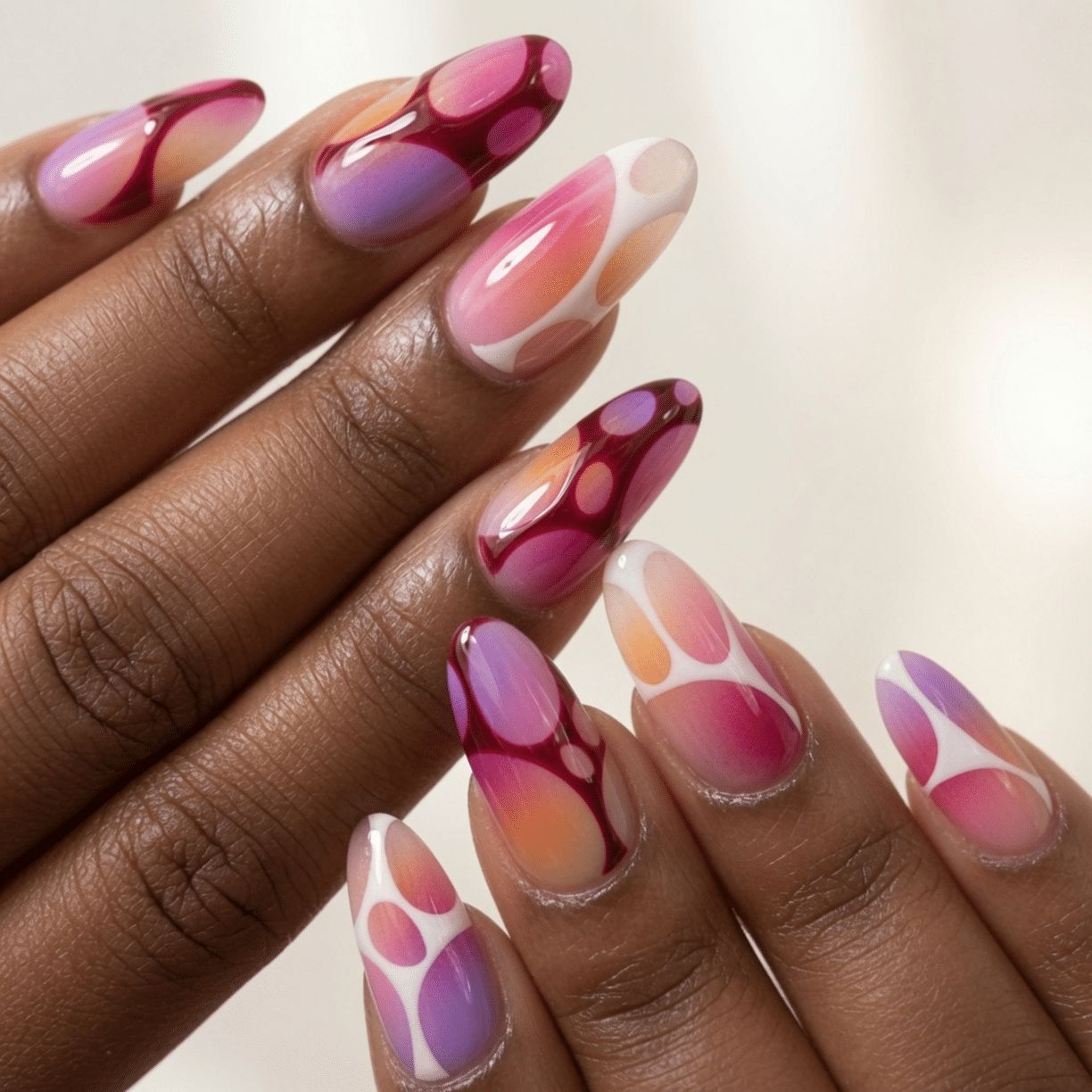 Abstract Pink Purple Orange Bubble Nails Abstract Pink Purple Orange Bubble Nails — Airbrush Nails 2027