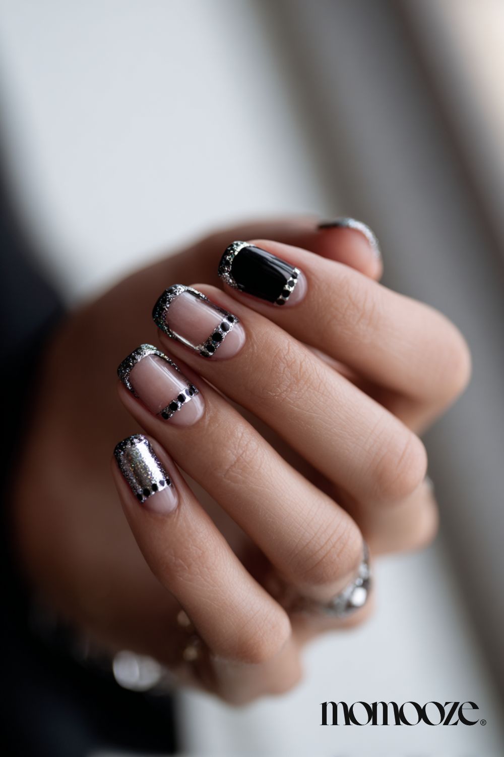 Short Square Shape Visual Idea Short Square Shape Visual Idea — Silver New Years Nails 2027