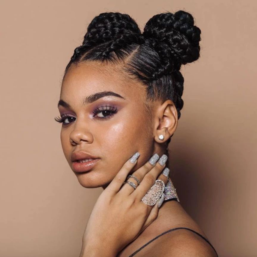 Double Space Buns Box Braids Updo Double Space Buns Box Braids Updo — Box Braids 2027 for Prom