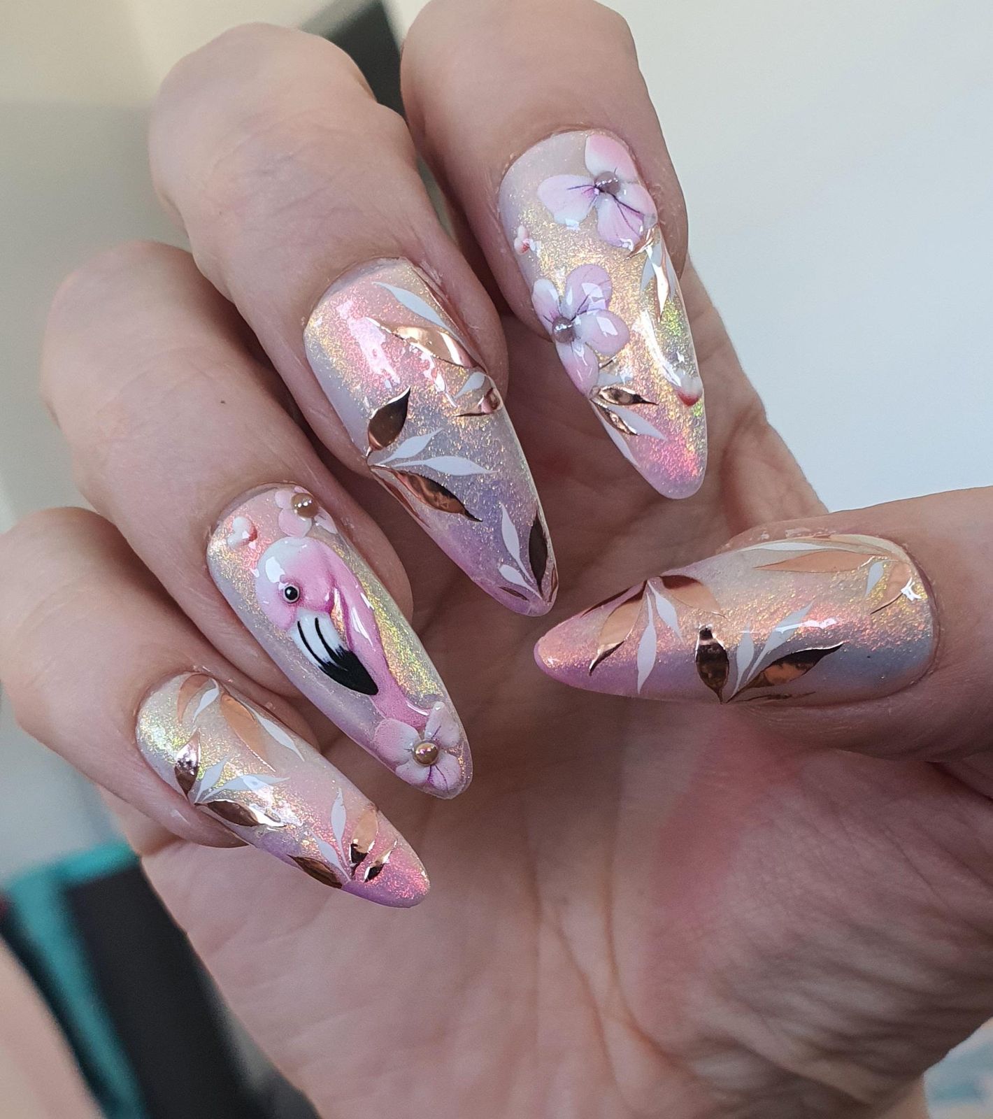 Flamingo Tropical Shimmer Stilettos Flamingo Tropical Shimmer Stilettos — Miami Nails 2027