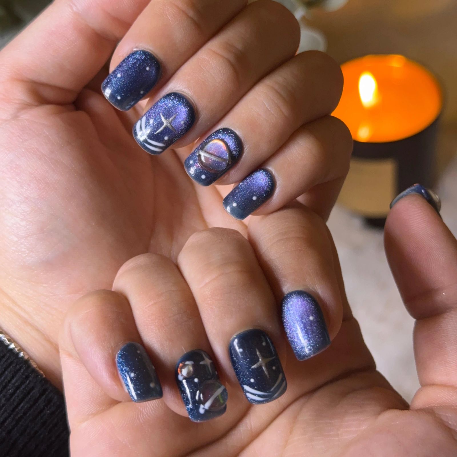 Short Square Blue Purple Pink Planet Accent Short Square Blue Purple Pink Planet Accent — Galaxy Nails 2027