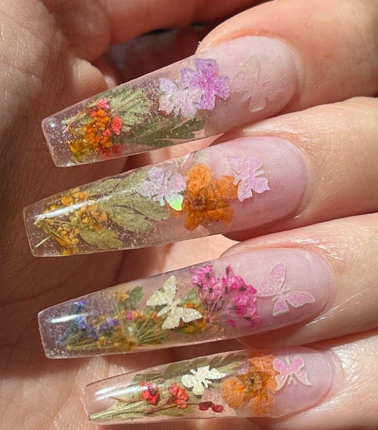 Glossy Jelly-Like Visual Idea Glossy Jelly-Like Visual Idea — Floral Coffin Nails 2027