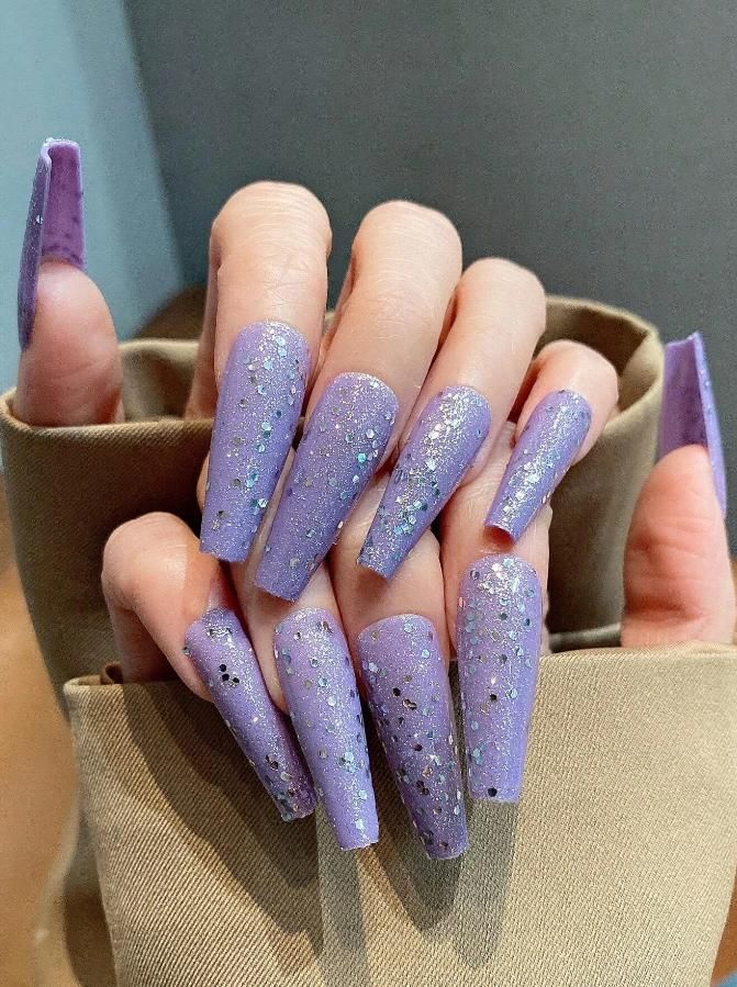 Extra-Long Coffin Pastel Purple Glitter Nails Extra-Long Coffin Pastel Purple Glitter Nails — Pastel Purple Nails 2027