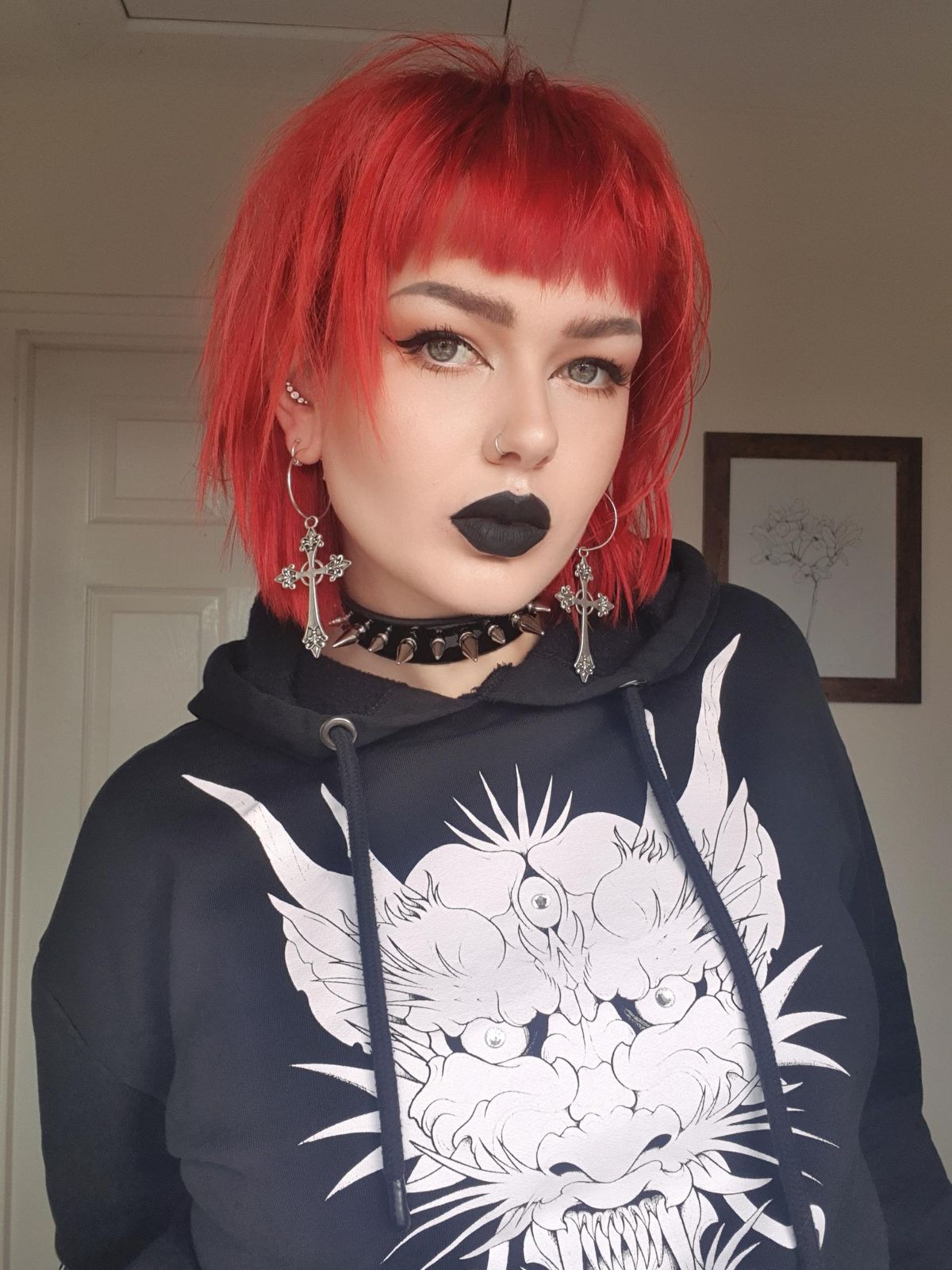 Fine Wavy Deep Red With Purple Tones Fine Wavy Deep Red With Purple Tones — Goth Hair Color 2027