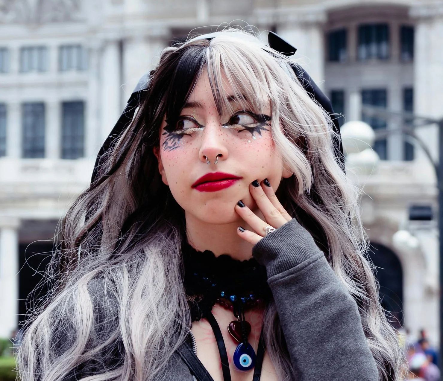 Split Dye Black And Silver Blonde Visual Idea Split Dye Black And Silver Blonde Visual Idea — Goth Hair Color 2027