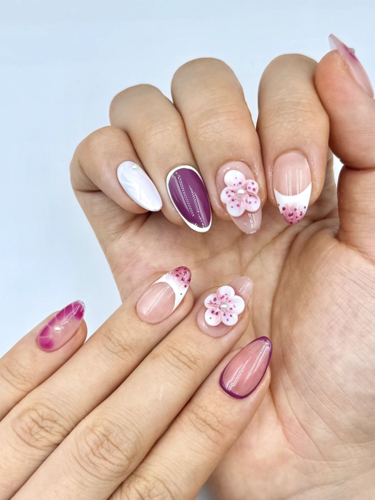 Visual Idea — Others Are French Tips With Pink Glitter Visual Idea — Others Are French Tips With Pink Glitter — Hibiscus Flower Nails 2027