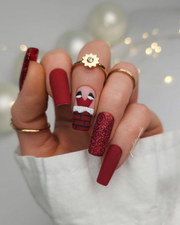 Long Square Santa Chimney Glitter Nails Long Square Santa Chimney Glitter Nails — Santa Nails 2026