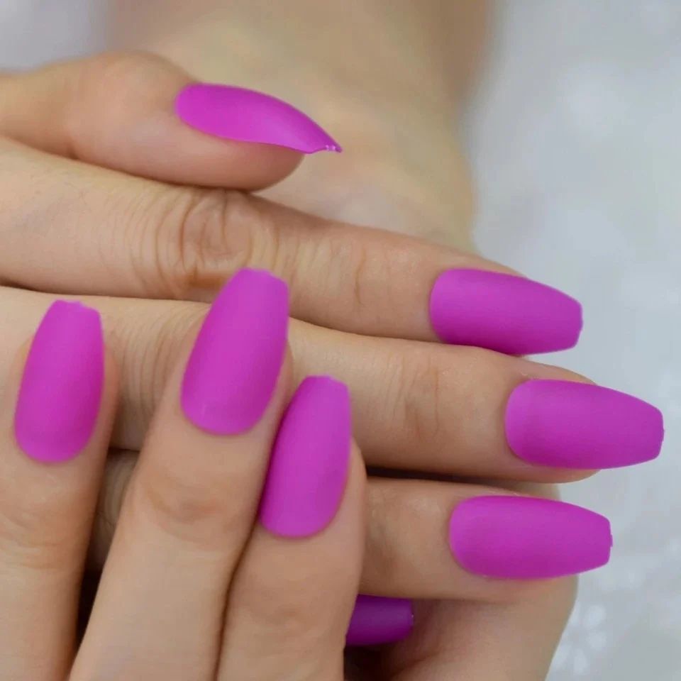DIY Matte Magenta Medium Coffins DIY Matte Magenta Medium Coffins — Neon Matte Nails 2027