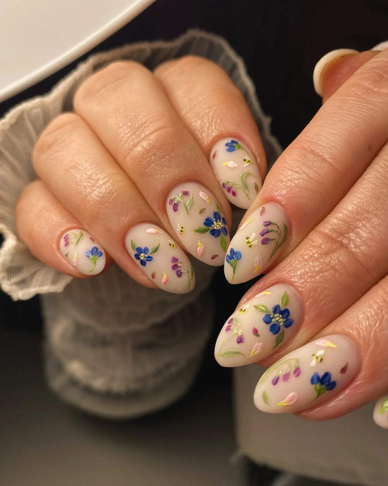 Milky Base Blue Floral Garden Milky Base Blue Floral Garden — Wildflower Nails 2027