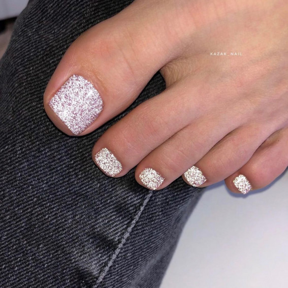 Dense Silver Glitter Sparkle Dense Silver Glitter Sparkle — Silver Toe Nails 2027