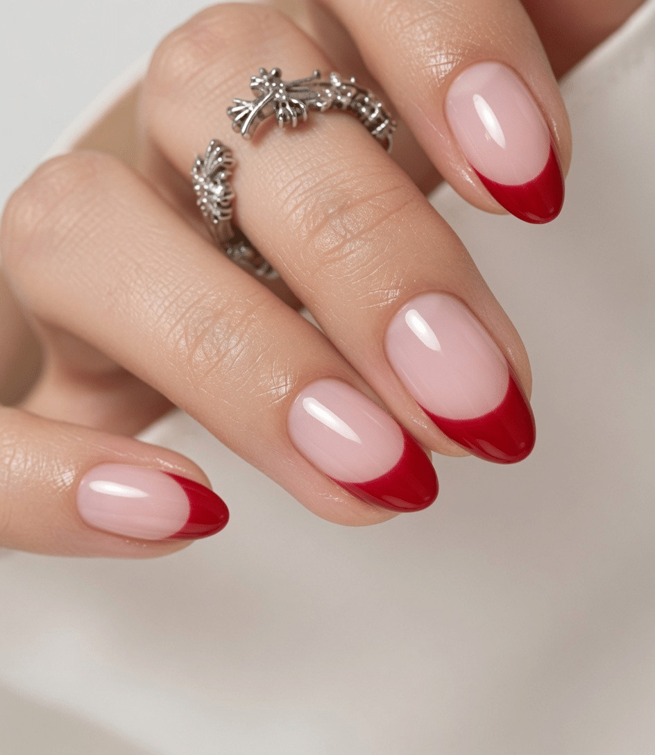 Glossy Visual Idea — Red French Tip Nails 2027