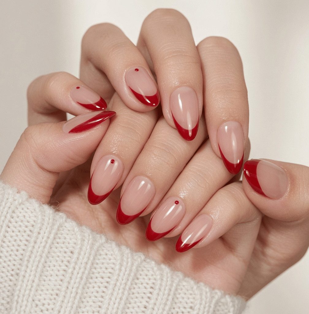 French Tips On All Nails Visual Idea — Red French Tip Nails 2027