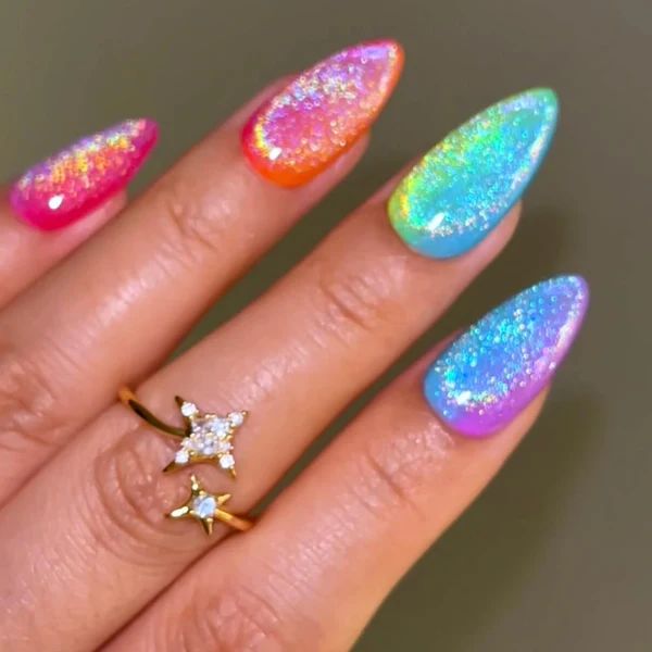 Holographic Glitter Visual Idea Holographic Glitter Visual Idea — Neon Ombre Nails 2027