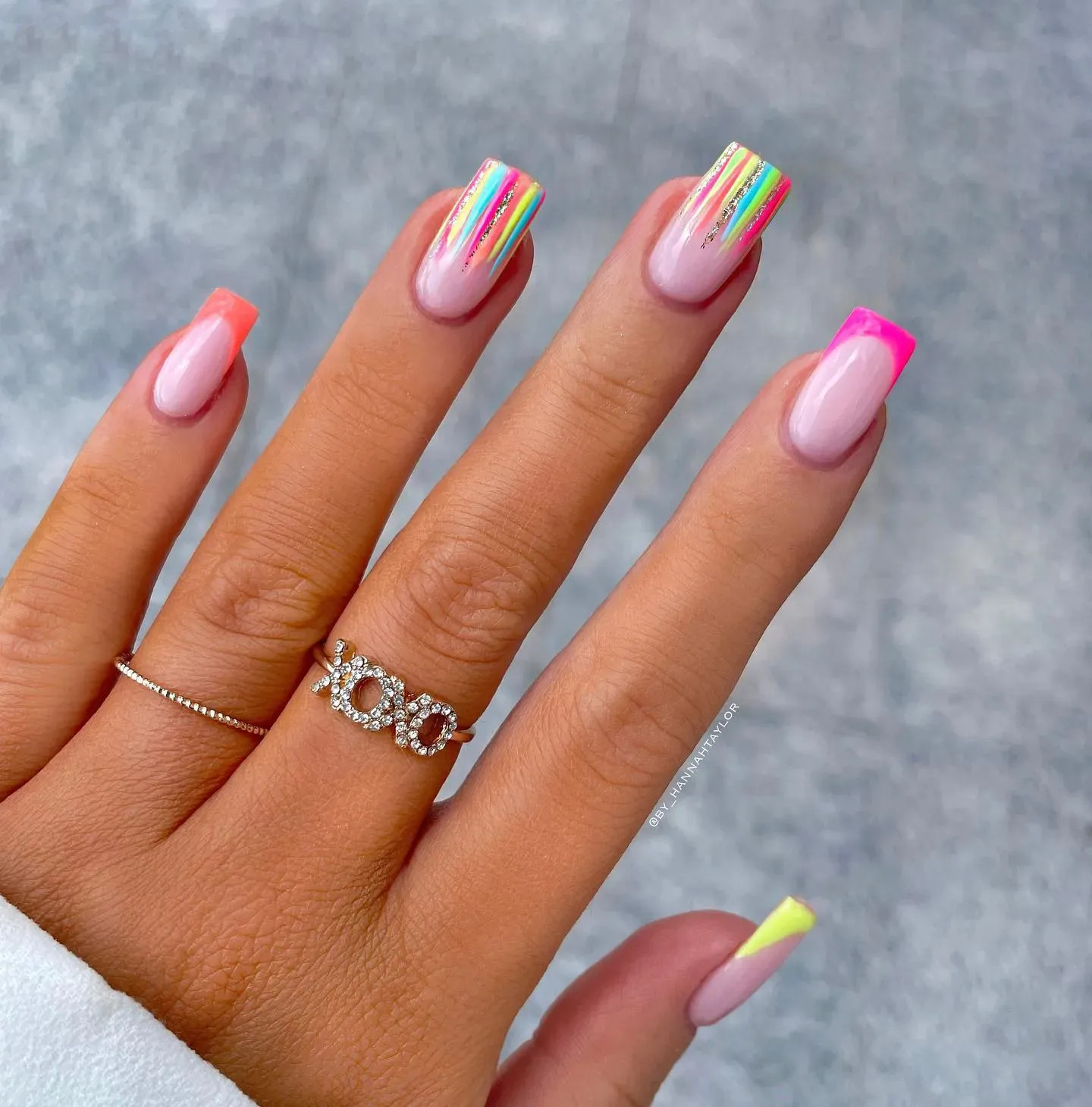 Sheer Pink with Rainbow Accents Sheer Pink with Rainbow Accents — Rainbow Rave Nails 2027