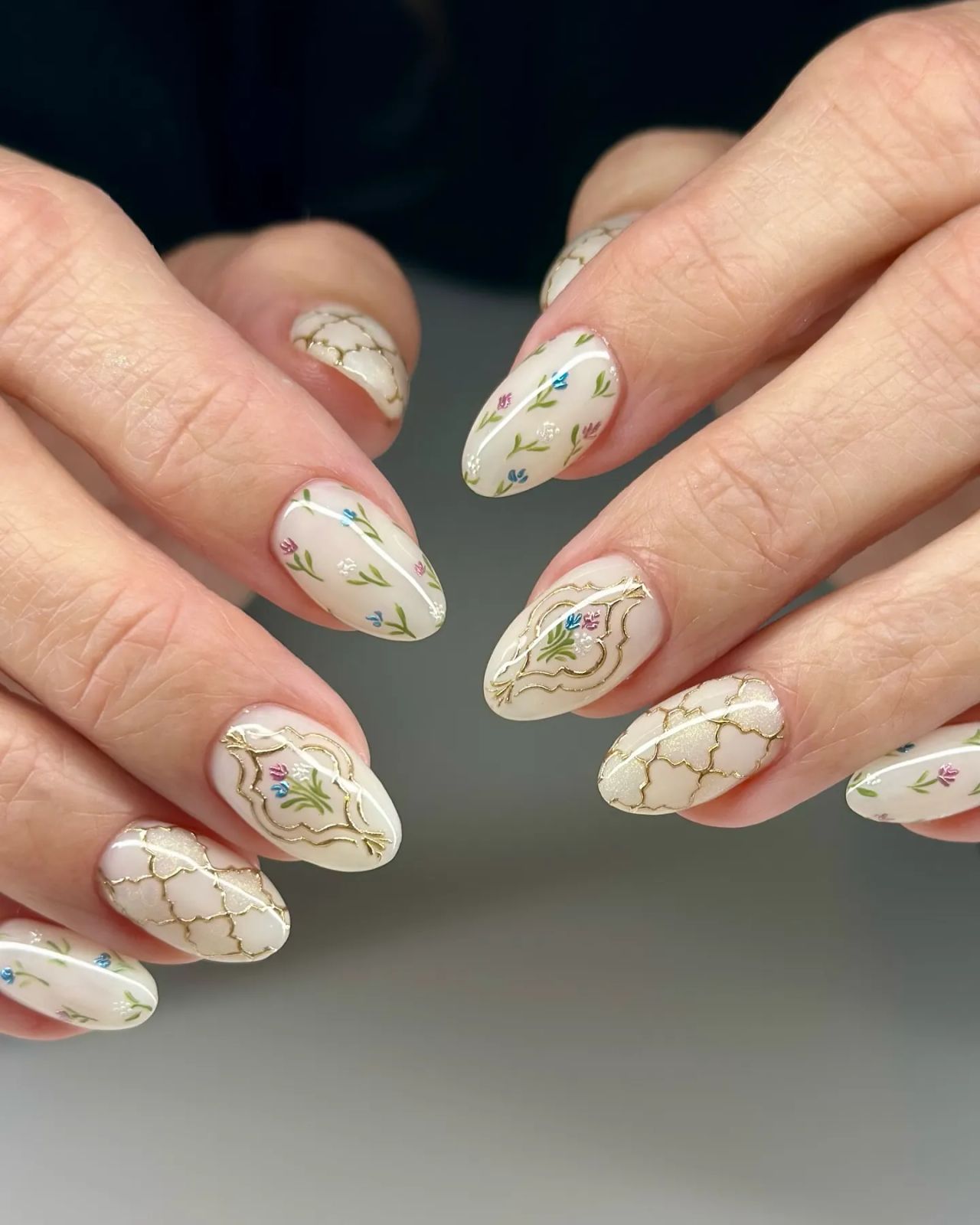 Medium Oval Shape Visual Idea Medium Oval Shape Visual Idea — Floral Round Nails 2027