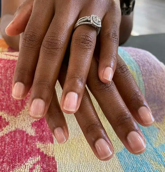 None Natural Sheer Pale Pink Oval Nails None Natural Sheer Pale Pink Oval Nails — Classy Nails 2027 for Mature Hands