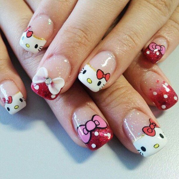 Visual Idea — The Finish Is Glossy With Glitter Visual Idea — The Finish Is Glossy With Glitter — French Hello Kitty Nails 2027