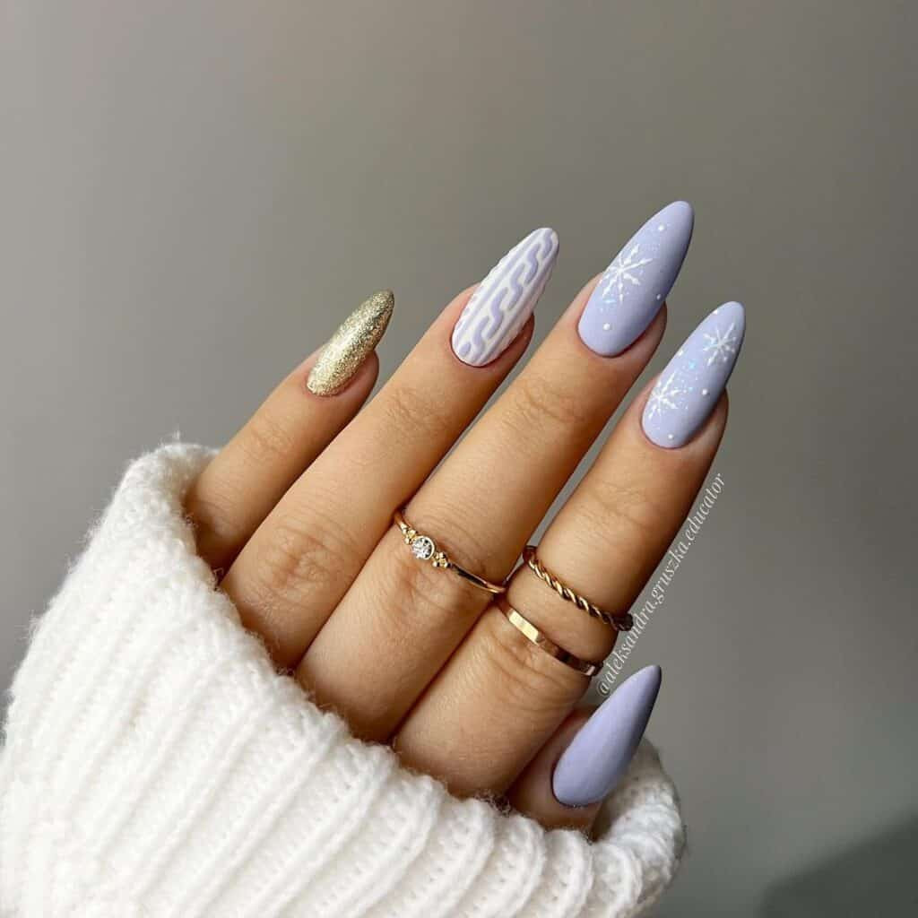Pale Lavender Matte with Snowflakes Pale Lavender Matte with Snowflakes — Winter Gel Nail Colors 2027