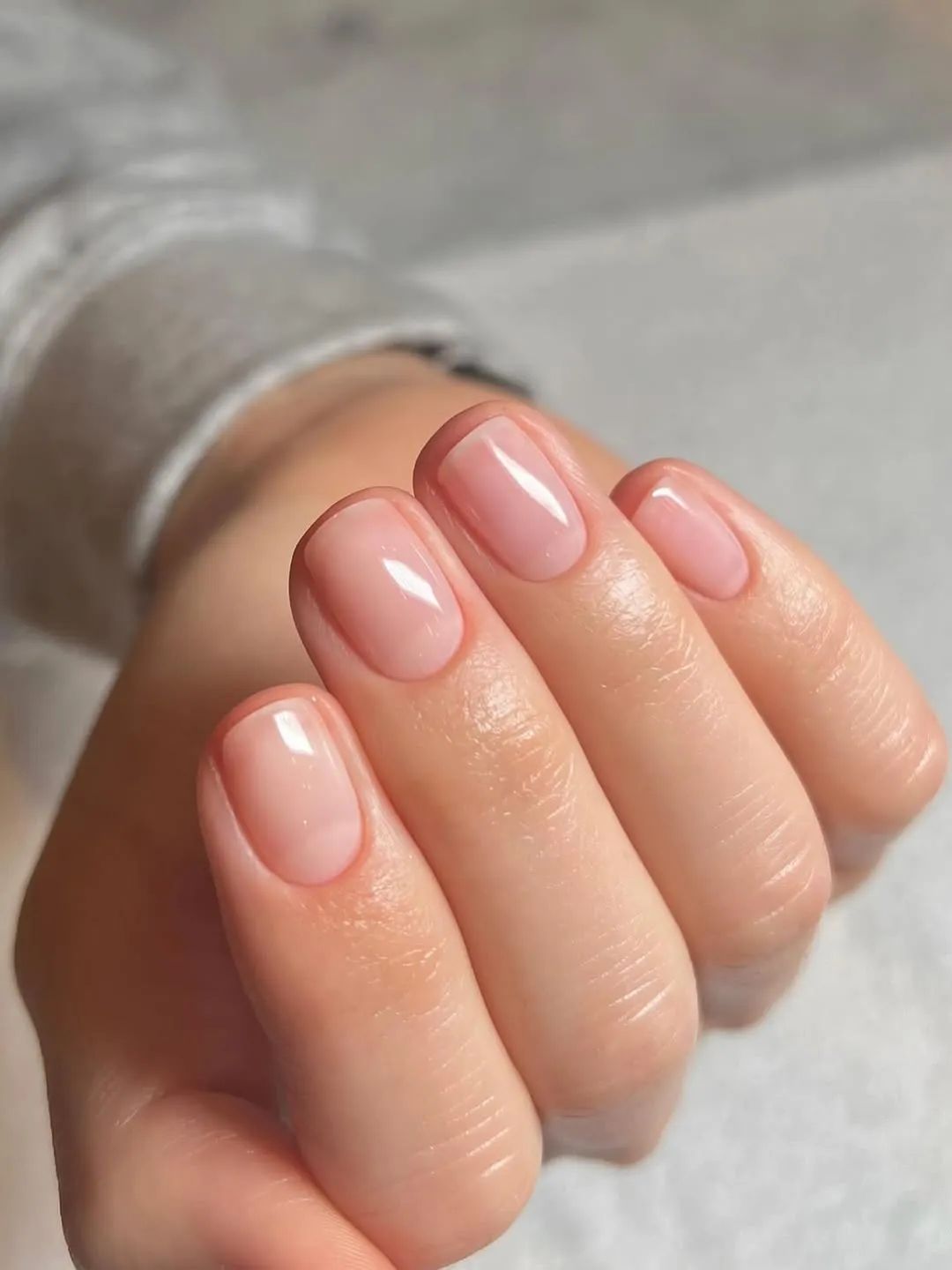 Sheer Pale Pink Nude Square Nails Sheer Pale Pink Nude Square Nails — Nude Nails 2027 for Mature Hands