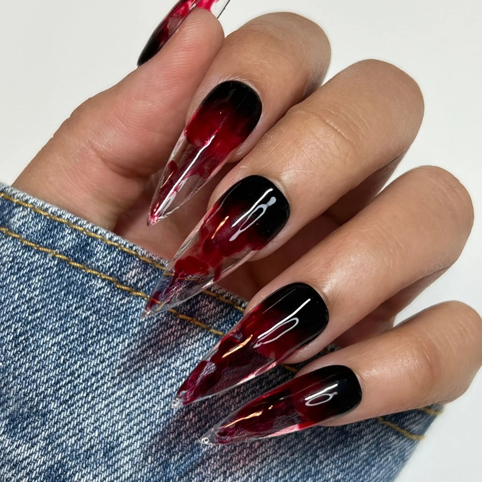 Bloody Effect Black to Red Ombre Tips Bloody Effect Black to Red Ombre Tips — Red and Black Nails 2027