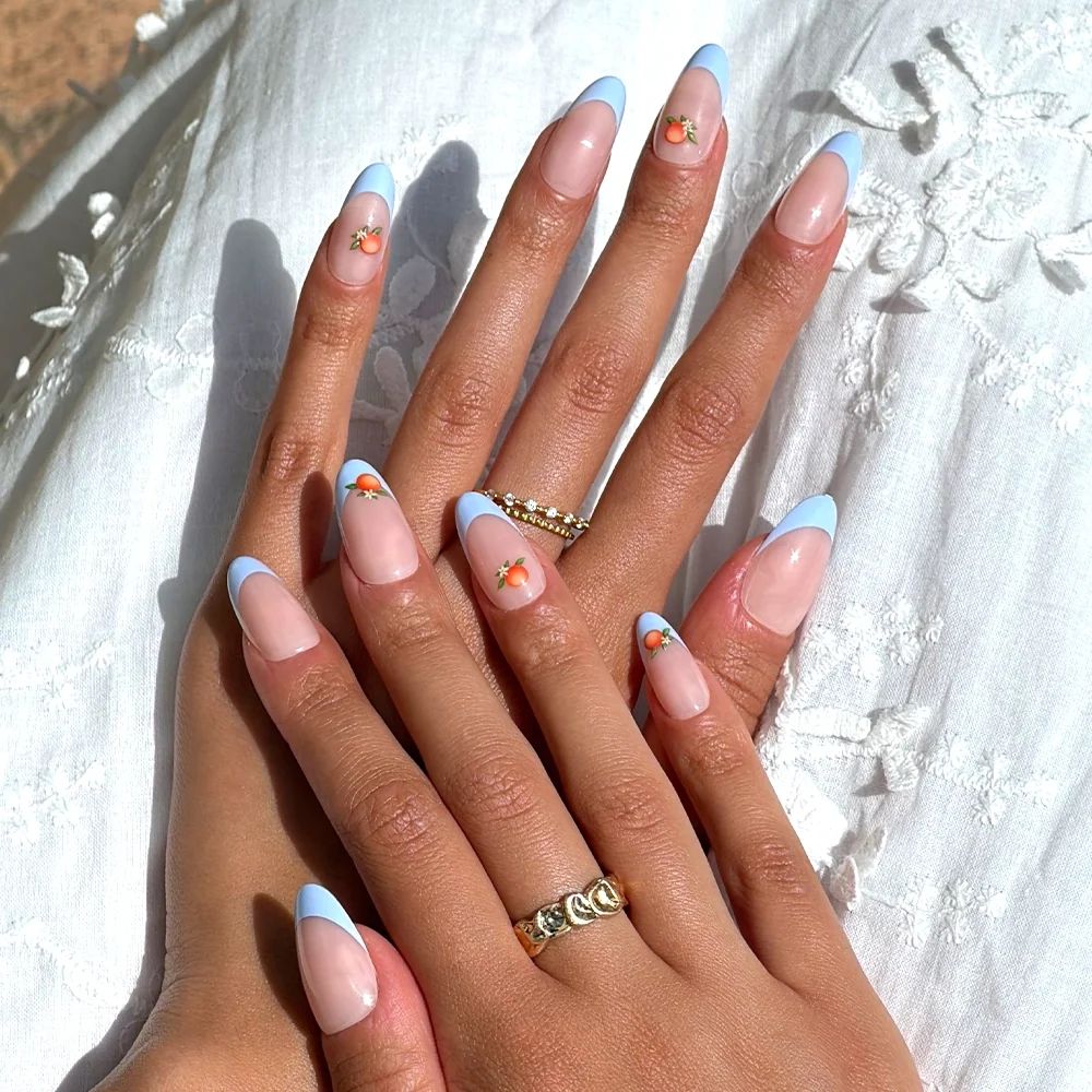 Medium Almond Peach French Tips Medium Almond Peach French Tips — Nails 2027 for Wide Nail Beds
