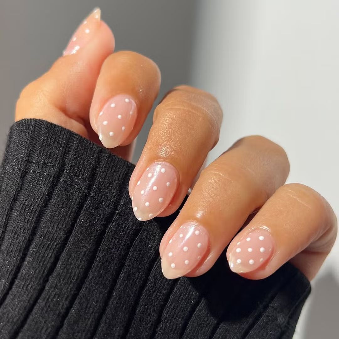 Short Round White Polka Dots Short Round White Polka Dots — Nails 2027 for Wide Nail Beds