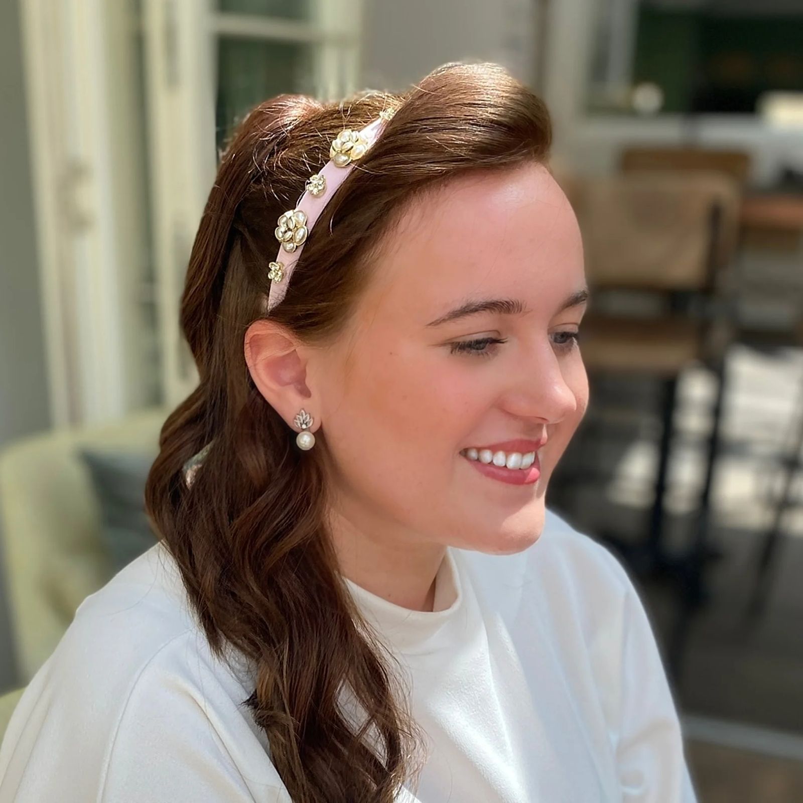 Visual Idea — Wearing A Pink Decorative Headband Visual Idea — Wearing A Pink Decorative Headband — Winter Headband Hairstyles 2027
