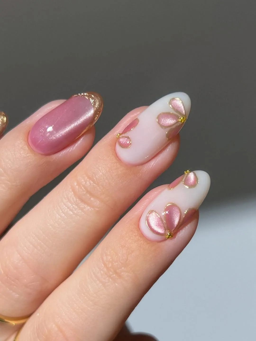 Textured Floral Medium Oval Nails Textured Floral Medium Oval Nails — Long Floral Nails 2027