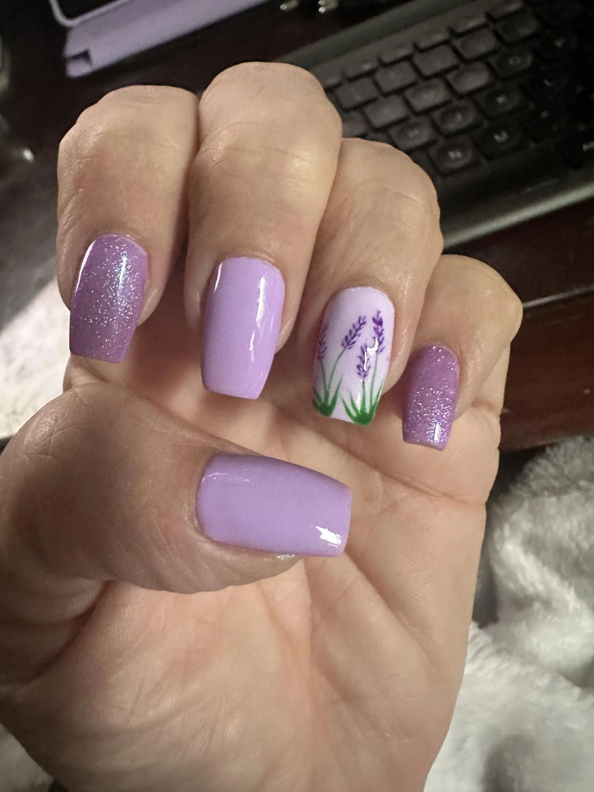 Visual Idea — Other Nails Have A Subtle Glitter Finish — Lavender Wedding Nails 2027