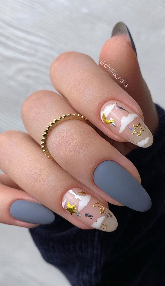 Glossy On Accent Nails Matte On Others Visual Idea — Moon and Stars Nails 2027