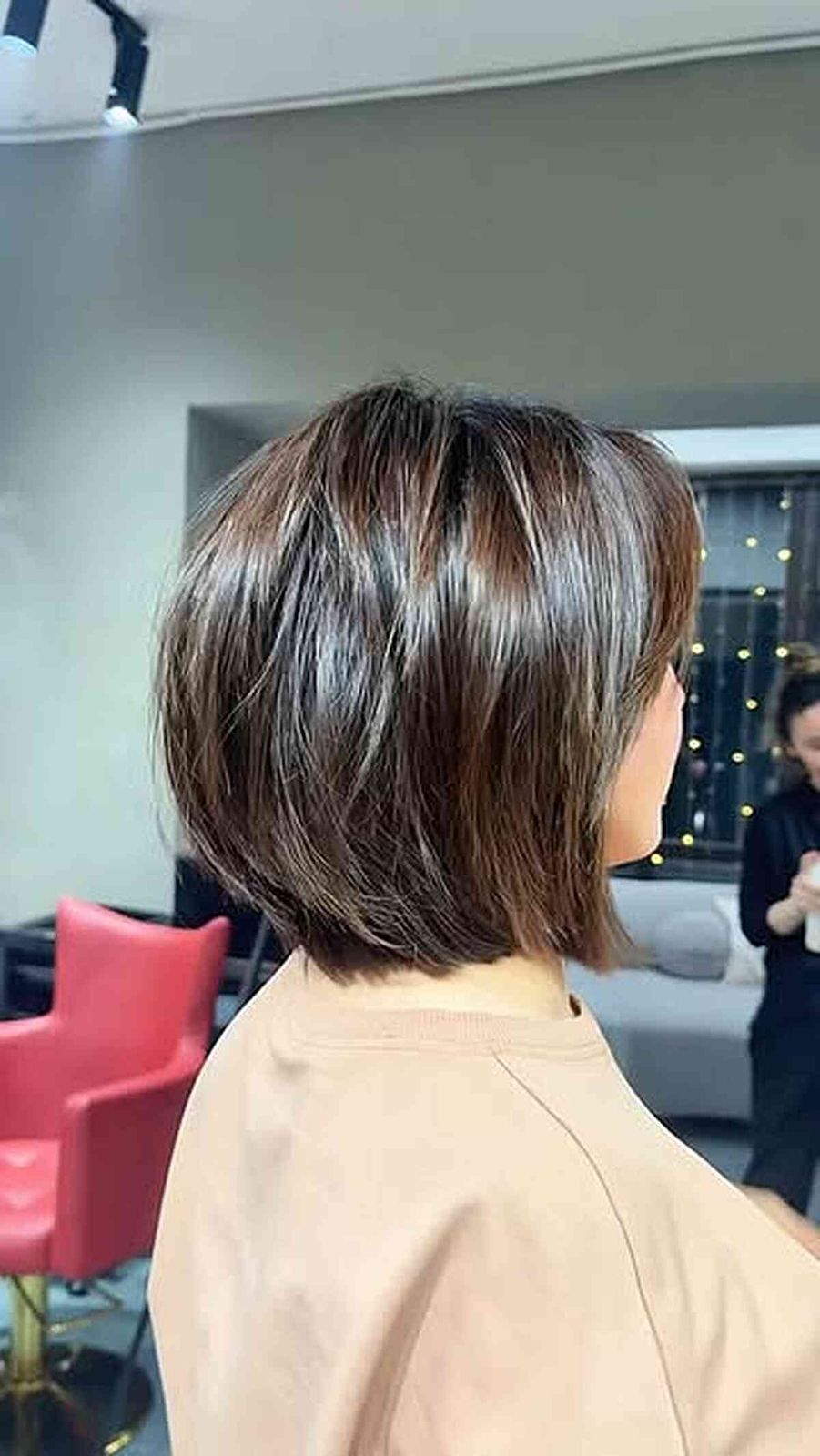 Dark Brown With Subtle Highlights Dark Brown Stacked Bob — Chunky Highlights Bob 2027