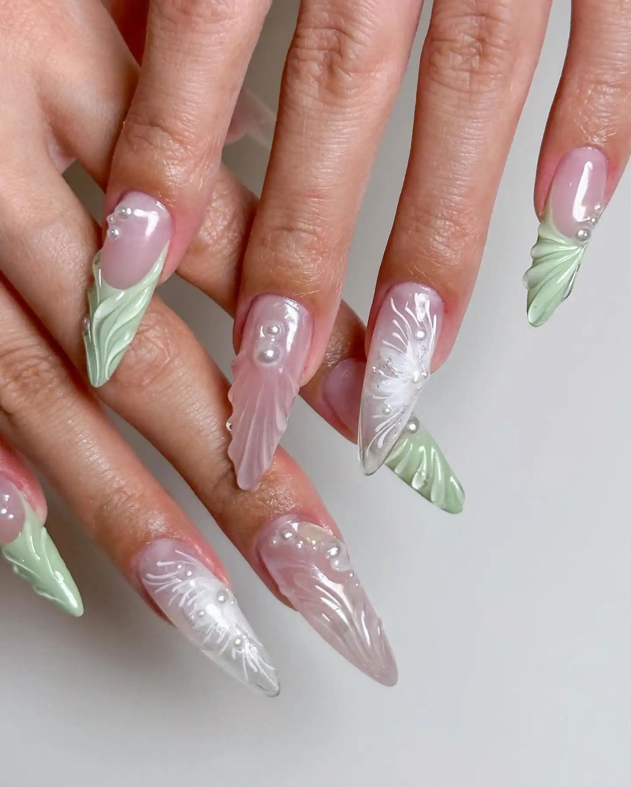 Glossy Matte On Green Tips Visual Idea Glossy Matte On Green Tips Visual Idea — Mermaid Nails 2027
