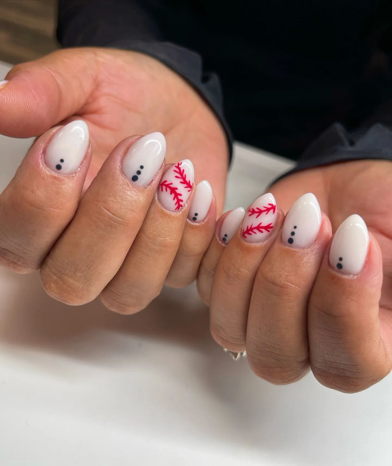 Glossy White Baseball Stitching Glossy White Baseball Stitching — Baseball Nails 2027