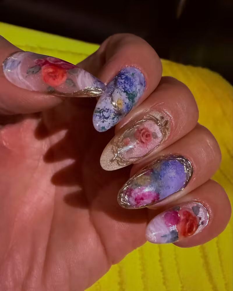 Jennifer Lopez's "Vintage Rose" Manicure Is So Opulent & Artistic