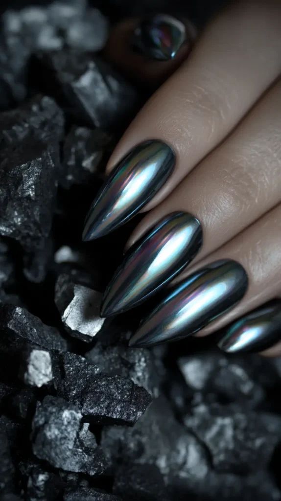 Iridescent Dark Chrome Points Iridescent Dark Chrome Points — Dark Chrome Nails 2027