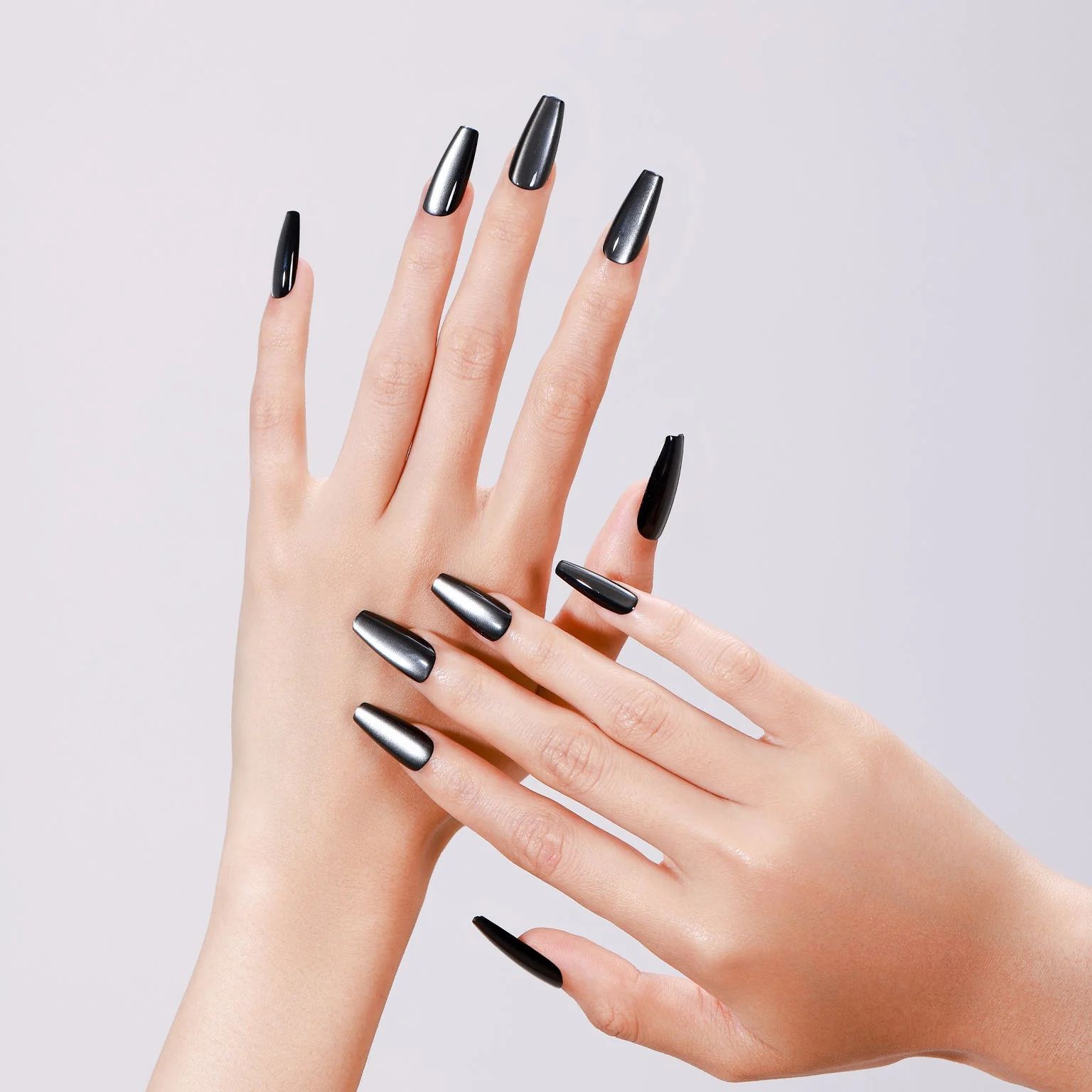 Visual Idea — With One Hand Gently Touching The Other Visual Idea — With One Hand Gently Touching The Other — Dark Chrome Nails 2027