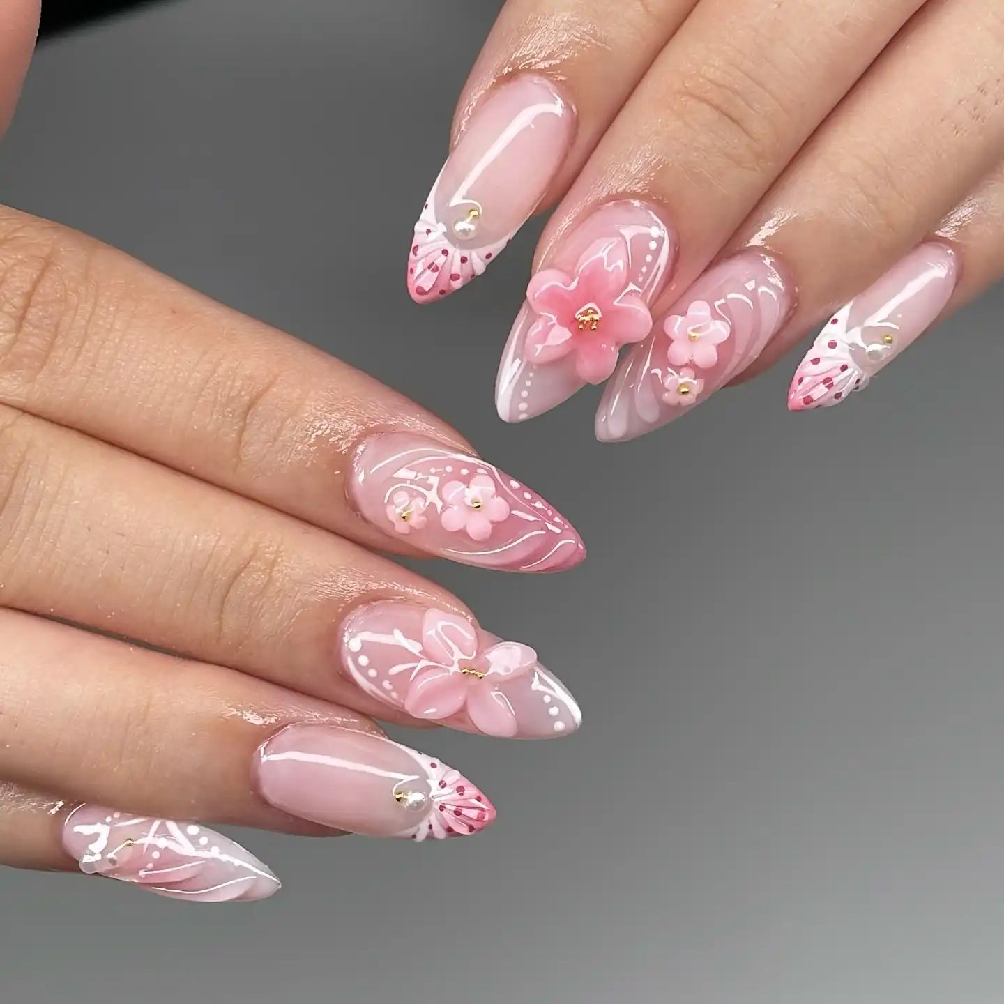 Romantic Spring Visual Idea — Floral Gel Nails 2027