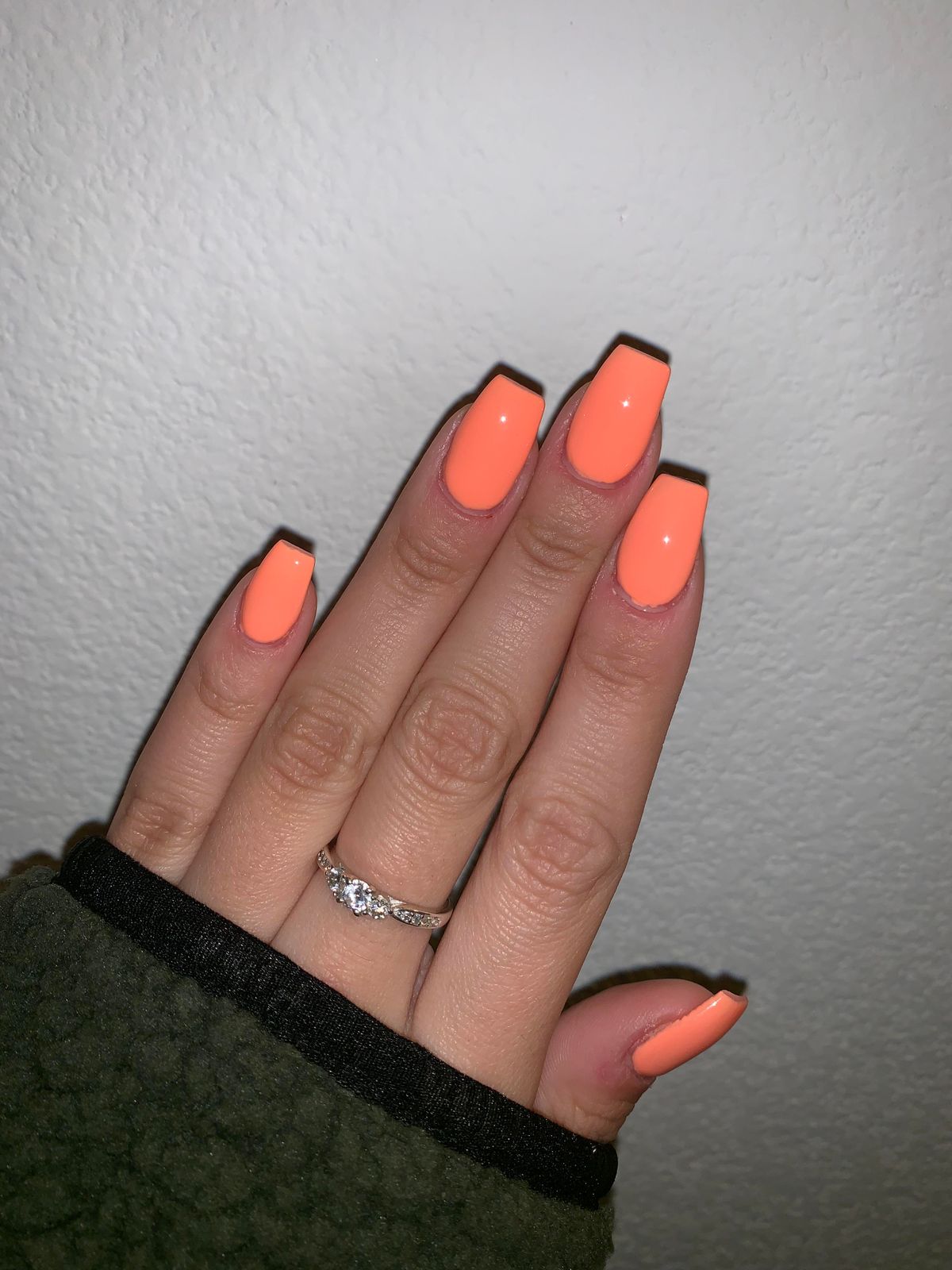 Summer Vacation Vibrant Glossy Coral Coffin Nails — Coral Coffin Nails 2027