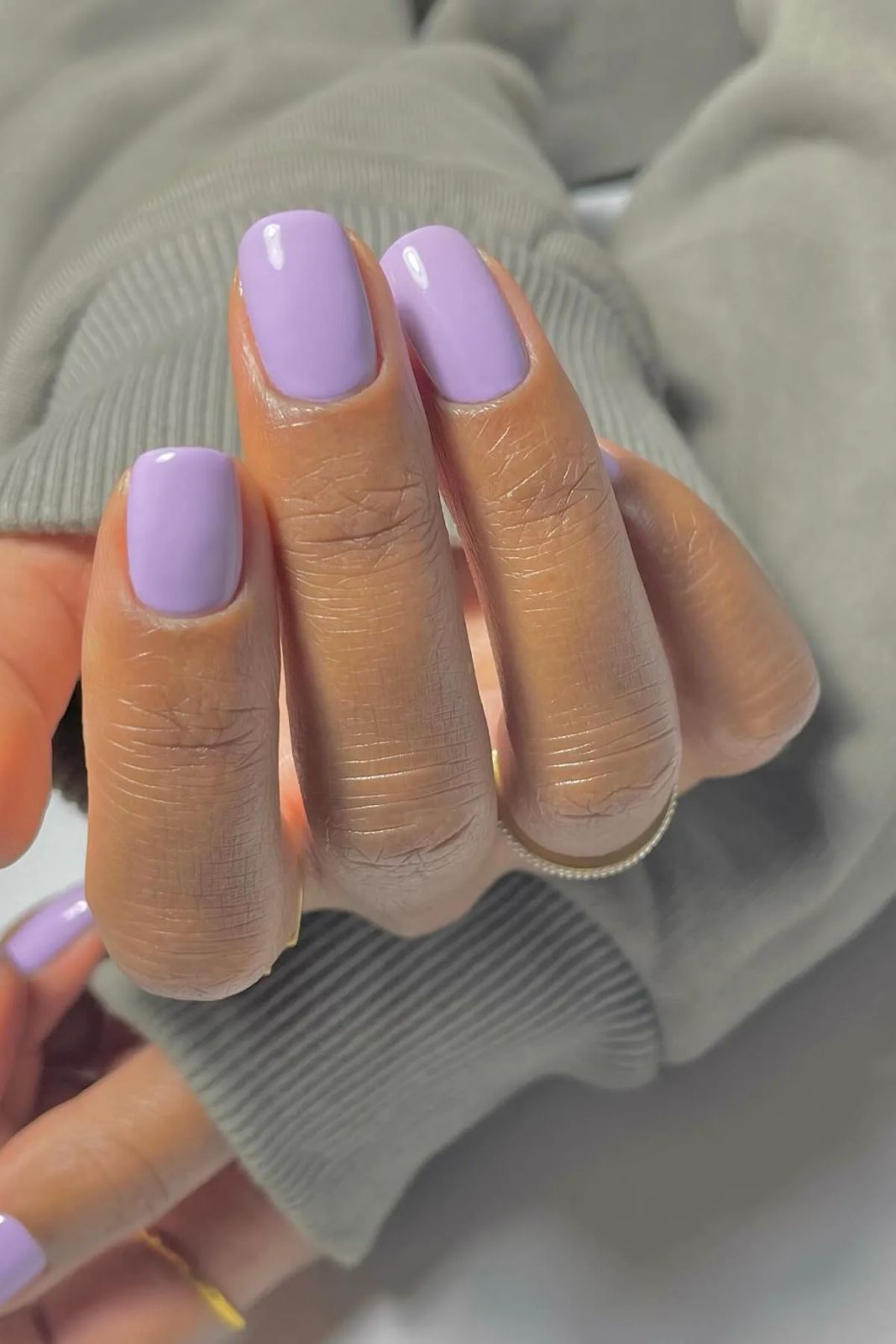 Glossy Pastel Lavender Short Squoval Nails — Pastel Nails 2027 for Brown Skin