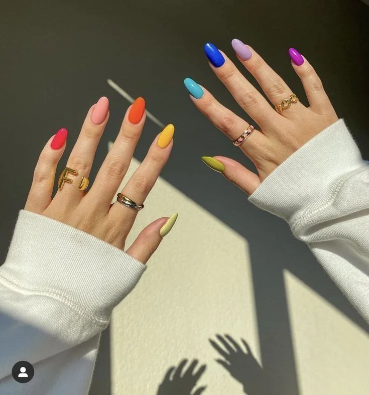 Medium Almond Full Spectrum Skittle Glossy Medium Almond Full Spectrum Skittle Glossy — Different Color Each Nail 2027